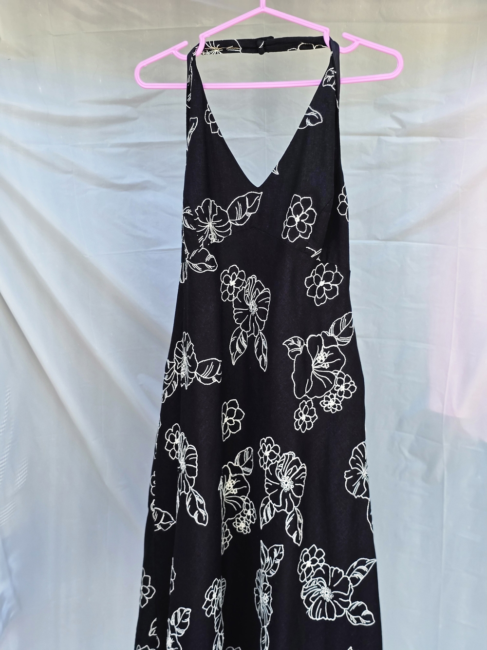 Evan Picone Black Midi Dress with White Floral Print